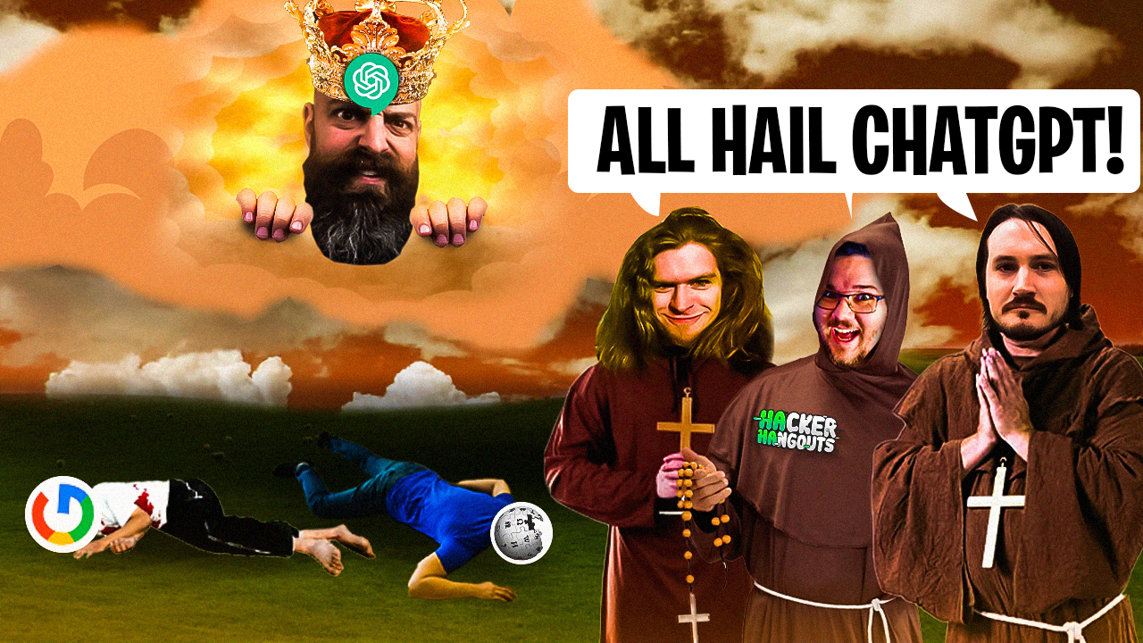 All Hail ChatGPT funny image where ChatGPT is the Monty Python god